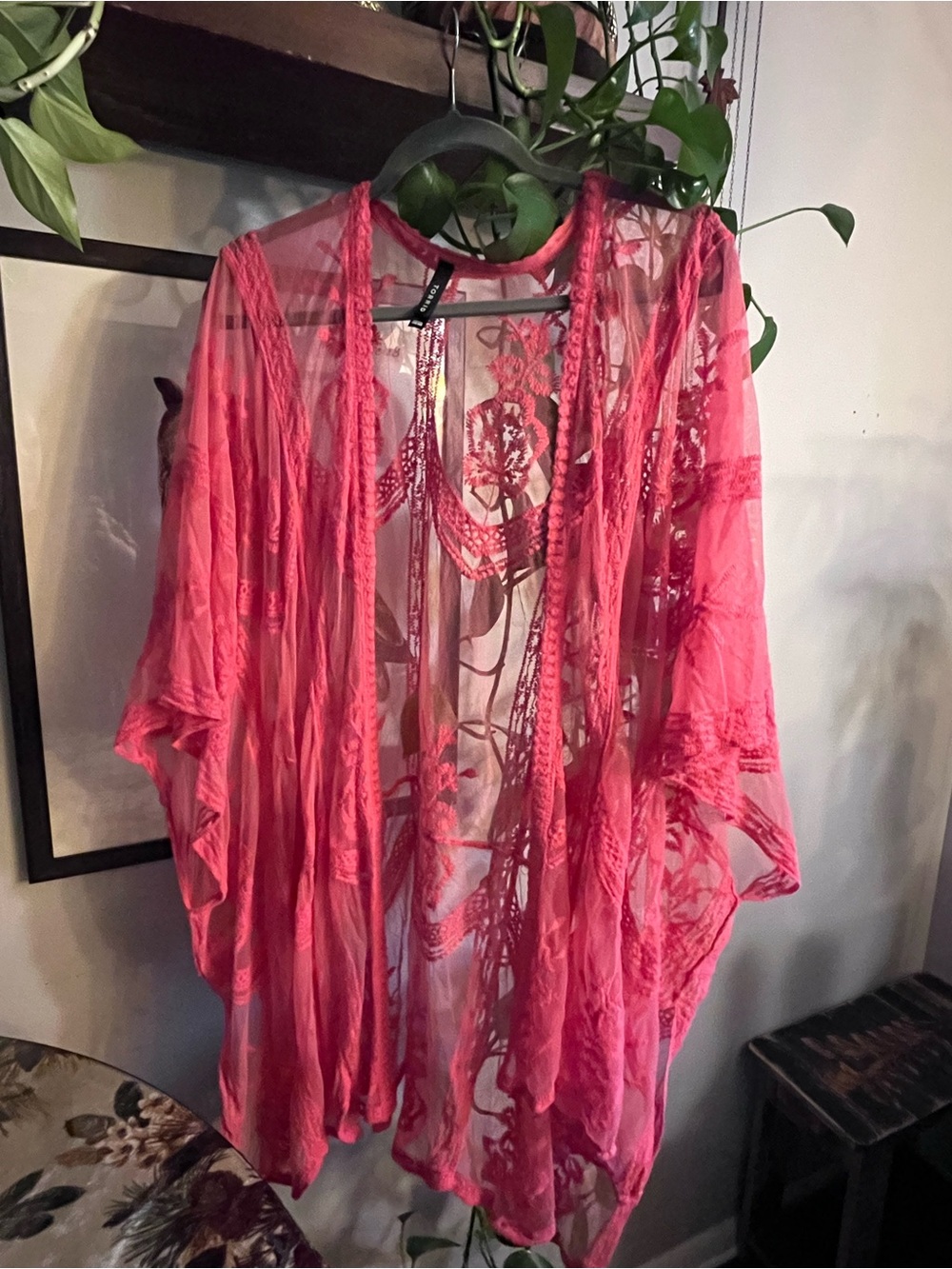 Torrid sheer open front kimono / ruana / cardigan